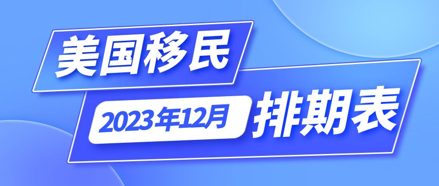 2023年12月美國移民排期表出爐！EB-2和EB-3前進21天！